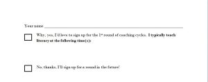 Coaching Cycle Sign-Up Slip
